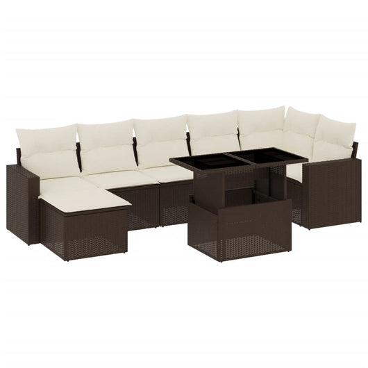 vidaXL Set Divani da Giardino 8 pz con Cuscini Marrone in Polyrattan