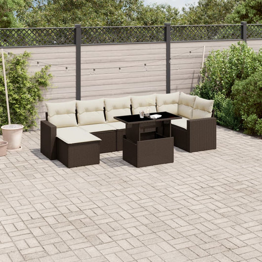 vidaXL Set Divani da Giardino 8 pz con Cuscini Marrone in Polyrattan