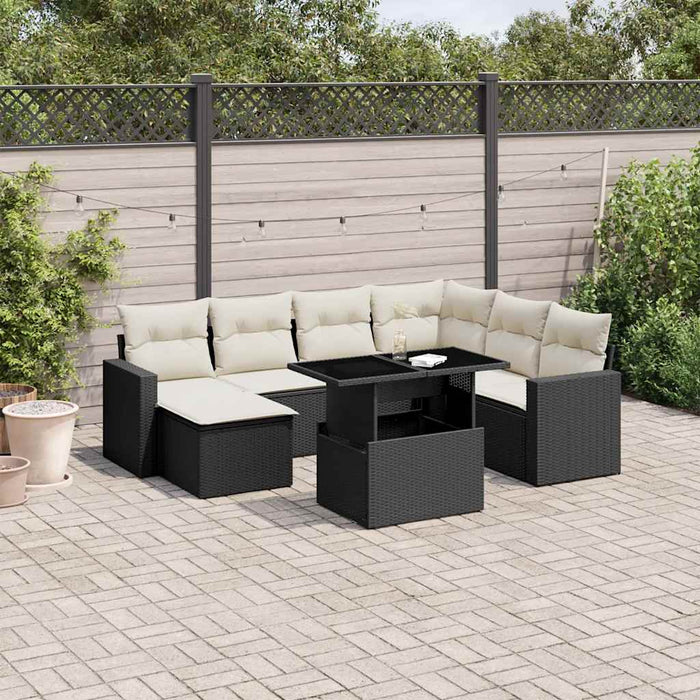 Set Divani da Giardino con Cuscini 8 pz Nero in Polyrattan