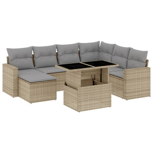 vidaXL Set Divano da Giardino 8 pz con Cuscini Beige in Polyrattan