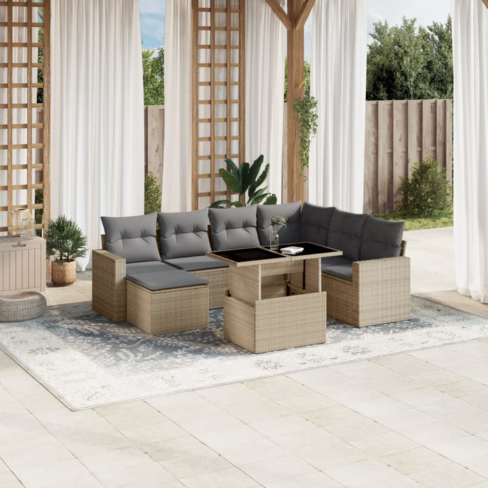 vidaXL Set Divano da Giardino 8 pz con Cuscini Beige in Polyrattan