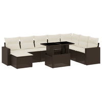 vidaXL Set Divani da Giardino 9pz con Cuscini Marrone in Polyrattan