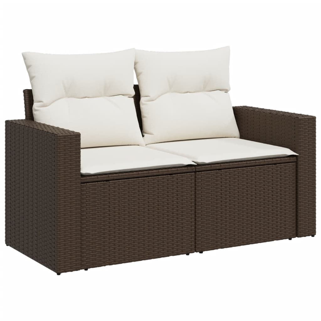 vidaXL Set Divani da Giardino 9pz con Cuscini Marrone in Polyrattan