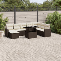 vidaXL Set Divani da Giardino 9pz con Cuscini Marrone in Polyrattan