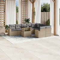 vidaXL Set Divano da Giardino 10 pz con Cuscini Beige in Polyrattan
