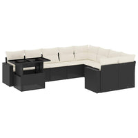 Set Divani da Giardino 10pz con Cuscini in Polyrattan Nero