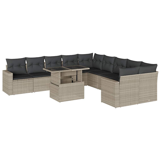 vidaXL Set Divani da Giardino 11 pz con Cuscini in Polyrattan Grigio