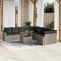 vidaXL Set Divani da Giardino 11 pz con Cuscini in Polyrattan Grigio