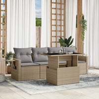 vidaXL Set Divano da Giardino 5 pz con Cuscini Beige in Polyrattan