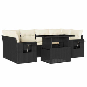 Set Divani da Giardino con Cuscini 7pz Nero Polyrattan 3267756