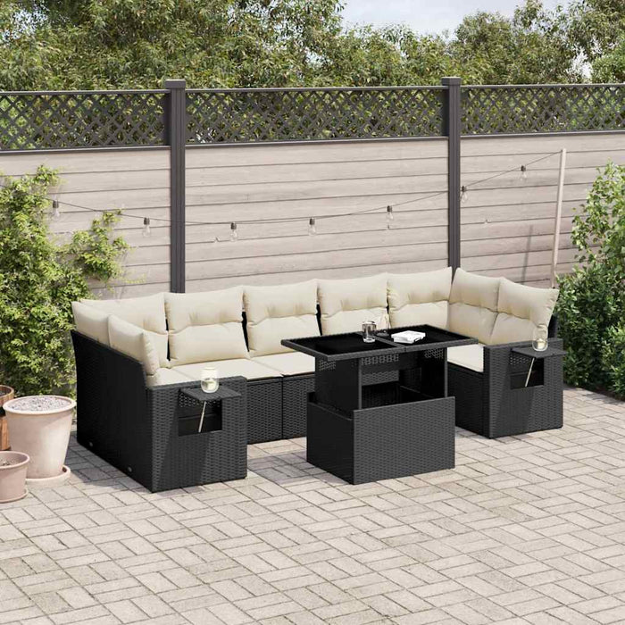 Set Divani da Giardino con Cuscini 8 pz Nero in Polyrattan 3267776