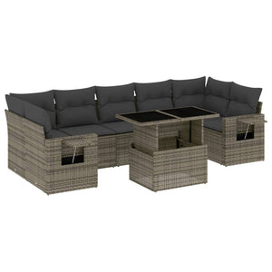Set Divano da Giardino 8 pz con Cuscini Grigio in Polyrattan 3267780