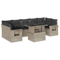 vidaXL Set Divano da Giardino 8pz con Cuscini Grigio Chiaro Polyrattan
