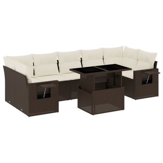 vidaXL Set Divani da Giardino 8 pz con Cuscini Marrone in Polyrattan