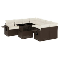 Set Divani da Giardino 9pz con Cuscini Marrone in Polyrattan 3267803