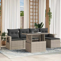 vidaXL Set Divano da Giardino 6pz con Cuscini Grigio Chiaro Polyrattan