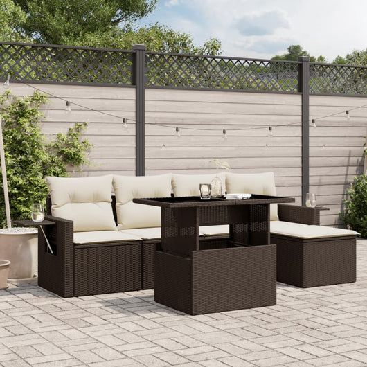 vidaXL Set Divano da Giardino 6 pz con Cuscini Marrone in Polyrattan