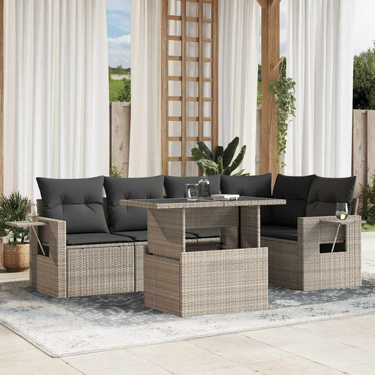 vidaXL Set Divano da Giardino 6pz con Cuscini Grigio Chiaro Polyrattan