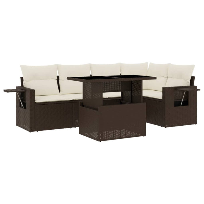vidaXL Set Divano da Giardino 6 pz con Cuscini Marrone in Polyrattan