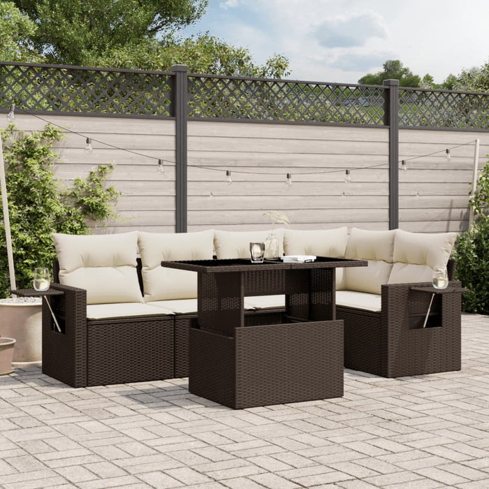 vidaXL Set Divano da Giardino 6 pz con Cuscini Marrone in Polyrattan