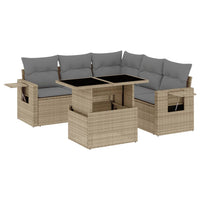 vidaXL Set Divano da Giardino 6 pz con Cuscini Beige in Polyrattan