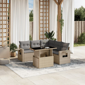 vidaXL Set Divano da Giardino 6 pz con Cuscini Beige in Polyrattan