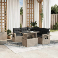 vidaXL Set Divano da Giardino 6pz con Cuscini Grigio Chiaro Polyrattan
