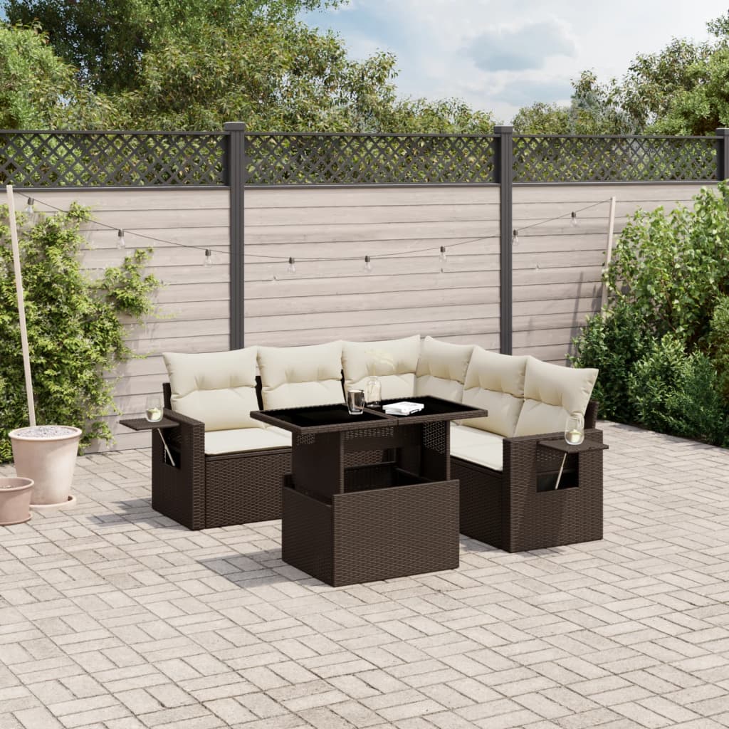 vidaXL Set Divano da Giardino 6 pz con Cuscini Marrone in Polyrattan