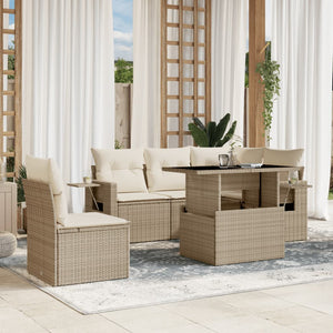 vidaXL Set Divano da Giardino 6 pz con Cuscini Beige in Polyrattan
