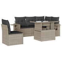 Set Divano da Giardino 6pz con Cuscini Grigio Chiaro Polyrattan 3267912
