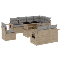 vidaXL Set Divano da Giardino 9 pz con Cuscini Beige in Polyrattan