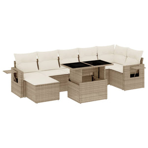 vidaXL Set Divano da Giardino 8 pz con Cuscini Beige in Polyrattan