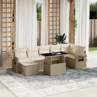vidaXL Set Divano da Giardino 8 pz con Cuscini Beige in Polyrattan