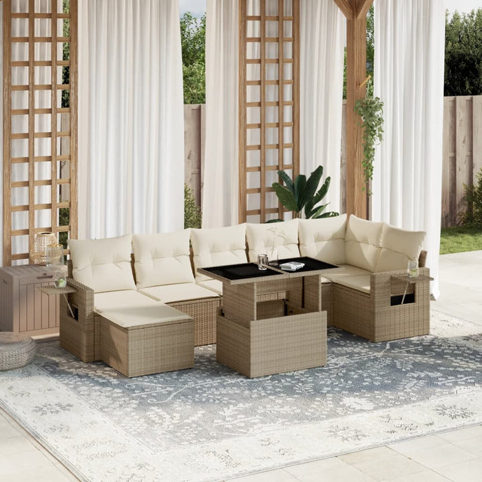 vidaXL Set Divano da Giardino 8 pz con Cuscini Beige in Polyrattan