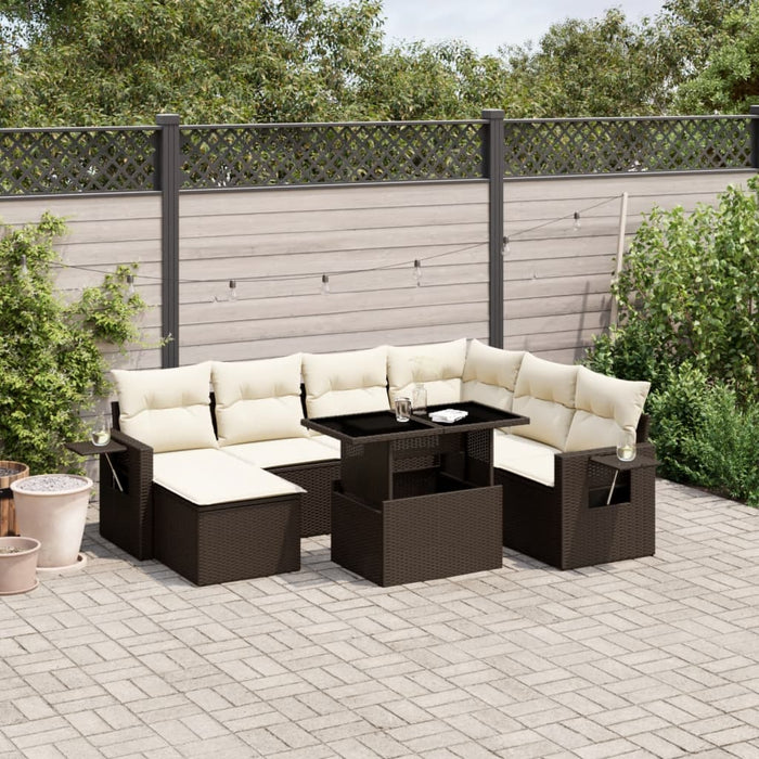 vidaXL Set Divani da Giardino 8 pz con Cuscini Marrone in Polyrattan