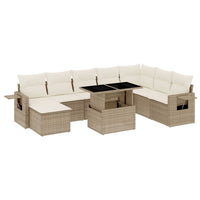 vidaXL Set Divano da Giardino 9 pz con Cuscini Beige in Polyrattan