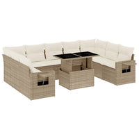 vidaXL Set Divano da Giardino 10 pz con Cuscini Beige in Polyrattan