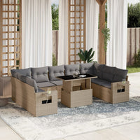 vidaXL Set Divano da Giardino 10 pz con Cuscini Beige in Polyrattan