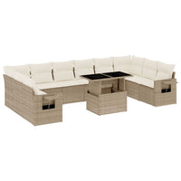 vidaXL Set Divani da Giardino 11 pz con Cuscini Beige in Polyrattan