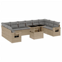 vidaXL Set Divani da Giardino 11 pz con Cuscini Beige in Polyrattan