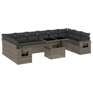 Set Divani da Giardino 11 pz con Cuscini in Polyrattan Grigio 3268150