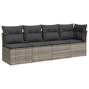 Set Divani da Giardino 11 pz con Cuscini in Polyrattan Grigio 3268150