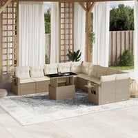 vidaXL Set Divani da Giardino 11 pz con Cuscini Beige in Polyrattan