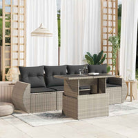vidaXL Set Divano da Giardino 5pz con Cuscini Grigio Chiaro Polyrattan
