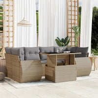 vidaXL Set Divani da Giardino 7 pz con Cuscini Beige in Polyrattan