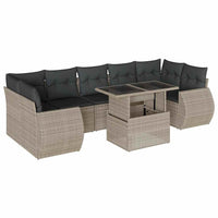 vidaXL Set Divano da Giardino 8pz con Cuscini Grigio Chiaro Polyrattan