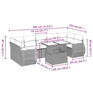 vidaXL Set Divano da Giardino 8pz con Cuscini Grigio Chiaro Polyrattan