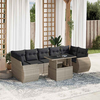 vidaXL Set Divano da Giardino 8pz con Cuscini Grigio Chiaro Polyrattan