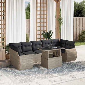 vidaXL Set Divano da Giardino 8pz con Cuscini Grigio Chiaro Polyrattan