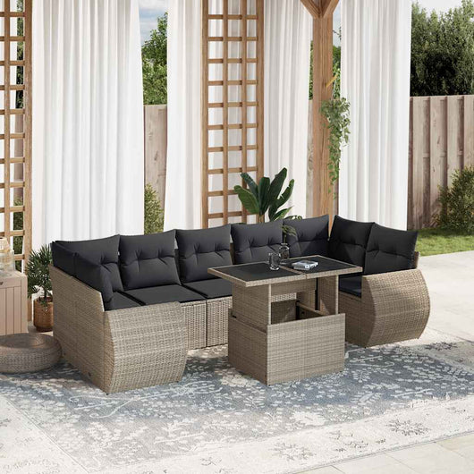 vidaXL Set Divano da Giardino 8pz con Cuscini Grigio Chiaro Polyrattan